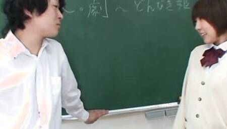 chinese dark hair hoe screwed inside the classroom