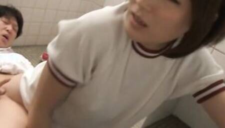 School women Kaede Oshiro ride pure bro at the restroom