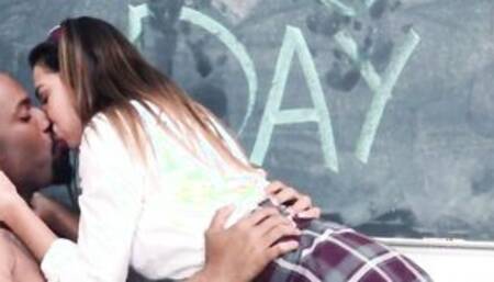 Teenie blows ebony teachers long shlong