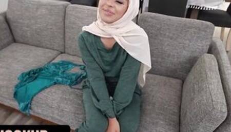 Hijab Hookup - Cute Muslim chick Binky Beaz Slides On Goddess Underwear And Blows Photographer's Dick