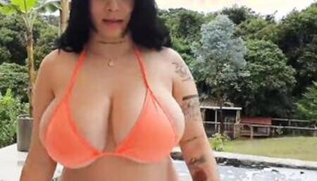 Gigantic Jugs gigantic areolas lusty bikini Goddess Kim Velez