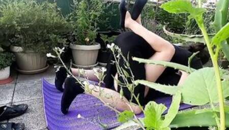 Fucking into outdoors on balcony - hope next door won't find