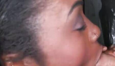 Ebony gloryhole amateur sucking off and fucking