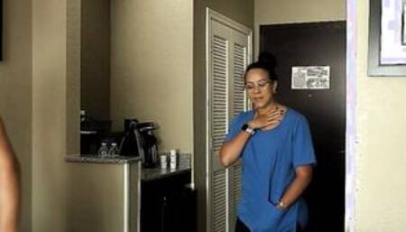 Slutty room service maid gets fucked by hotel guest