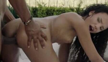 Romy Indy gets banged by the black dude outdoors