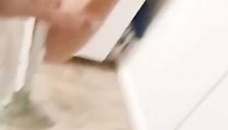 Hoe piss whore drinking her own piss and squirting on the floor