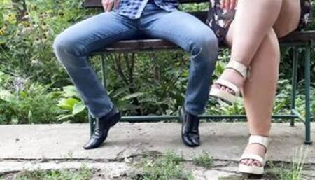 Beautiful stranger holds my penis while I pissing inside the park