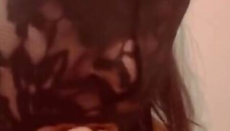 HOT mom pose with gigantic toy blowing, licking, spitting and having fun with hooters