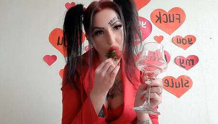 Happy Valentine's Day! Dominatrix Nika congratulates you and gives you a present. Incredibly delicious cocktail of spit