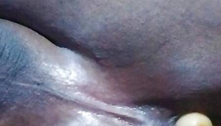 Chub insert dildo fully and plays with it