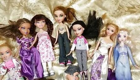 Bratz barbie Disney dolls get cum shot all over them