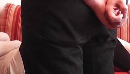 My stepsister told me to show her my cock while she was teasing me with her feet - dick flash