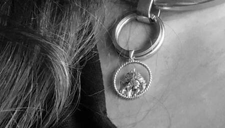 collared, submassive tiptoeSLUT goes for a walk. FREE pierced tits.