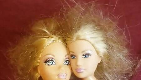 Two barbie dolls bondaged to cock till ejaculated on the both
