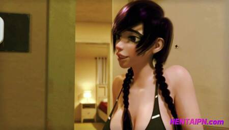 3D Shemale FUTANARI on Busty Female Animation