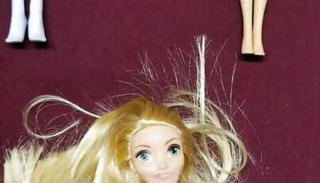 Barbie's watch as rapunzel doll gets cum shot