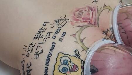 Pumping tattoo slave ass, korean femdom 002