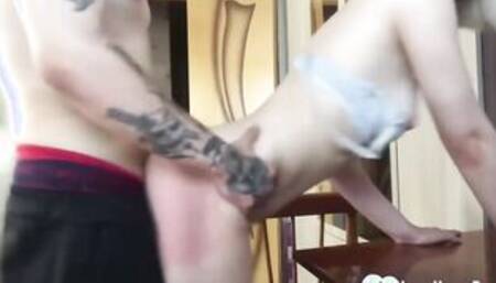 Cute blonde next door came over for sex Skank two