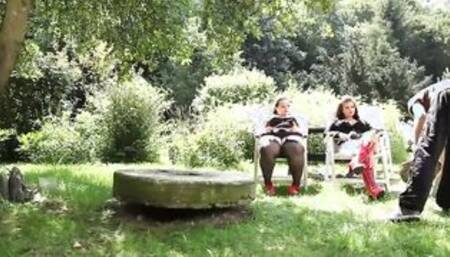 Fatties take care of submissive gardner