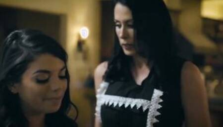 Stepmom makes teenagers step-daughter serve her guests naked