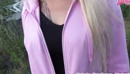 outdoors jizzed on the street with german cum bitch