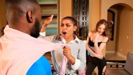 Cute white babe Kyler Quinn cheats with a long black dick