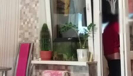 Husband went to Shower, Wife without Panties Seduced Friend
