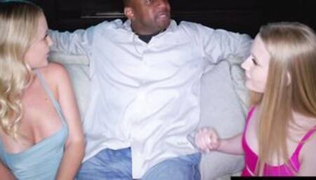 BLACKEDRAW Good young blonde besties take on 2 big black cock