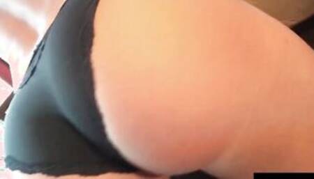 Blonde in Hottie panties takes selfies while she masturbates