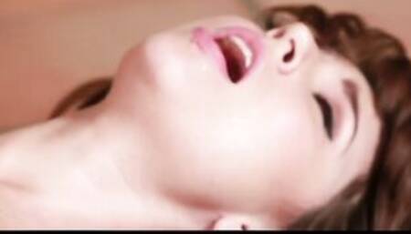 Cute 19 year mature dark hair Shay Laren plays with her gigantic natural-jugs