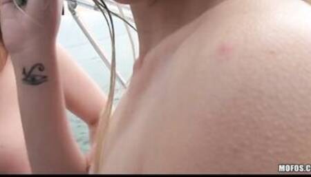 BEAUTY 19 year mature bimbos have an sex party gang-bang party outdoors on boat