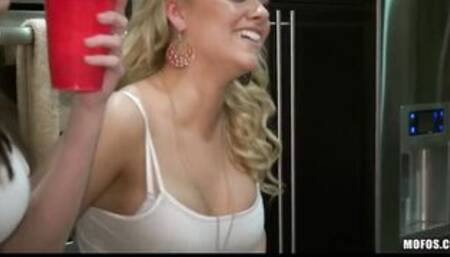 Lusty gigantic-tit barely legal yo skank girlfriends plowed! hard into gang-bang party