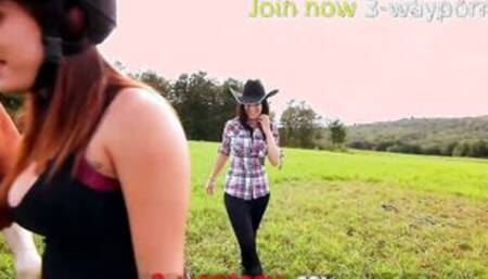 3Way Porn - two Hotties Fuck Public on the Farm