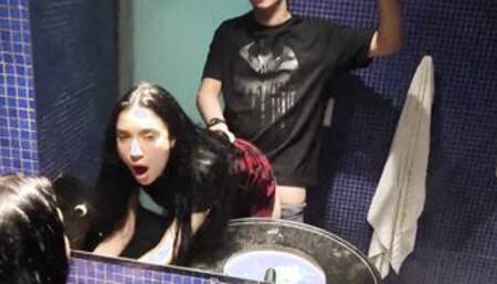 After the party I pounded the goddess butt into the motel toilet!