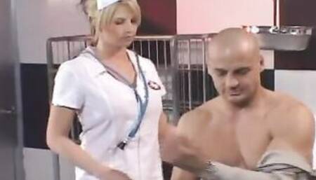 Soldier is checked for suitability by a turned on blonde
