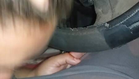 sucking in the car