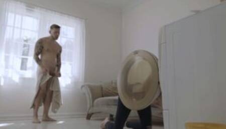 Horny boss fucks TS babysitter ass to mouth