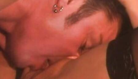 Older Lene Deep Throats Into Fishnet Panties