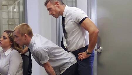 Theo Brady Wants To Be Alone With Alex Mecum & Pours Coffee On His Co-worker's Chest To Leave The Room - Men