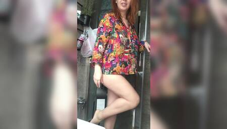 milf takes off her panties and pisses