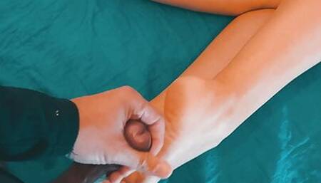 Handjob, anal and cum on feet