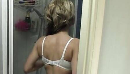 Sexy solo shower teen lathers up