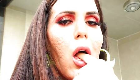 Doggystyled transsexual fucked by male in wet asshole