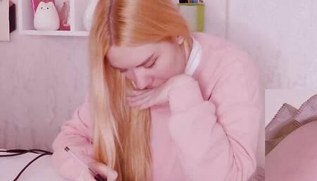 Helping my stepsister with homework but she's too distracted with vibro plug in her ass!