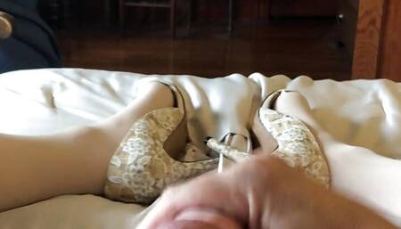 Pleasuring myself in nude stockings