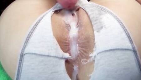 Cum Drips Through Lingerie. Sweet Vagina Insemination Close Up (Compilation)