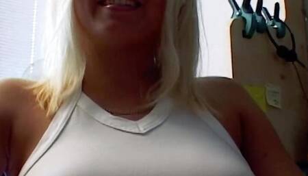 Juicy German blonde with an amazing busty body gets banged by a hard rod