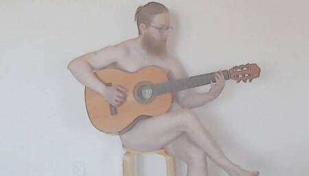 DJ Phuzzy plays guitar naked