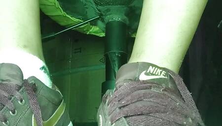 SPORT WHITE SOCKS AND MALE FEET UNDER MY DESK