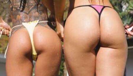 Latina bikini lesbian babes outdoor fun
